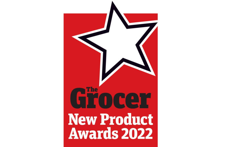 A bold red banner celebrates The Grocer New Product Awards 2022, highlighted by a striking star emblem. Honoring standout innovation and excellence in the grocery industry.